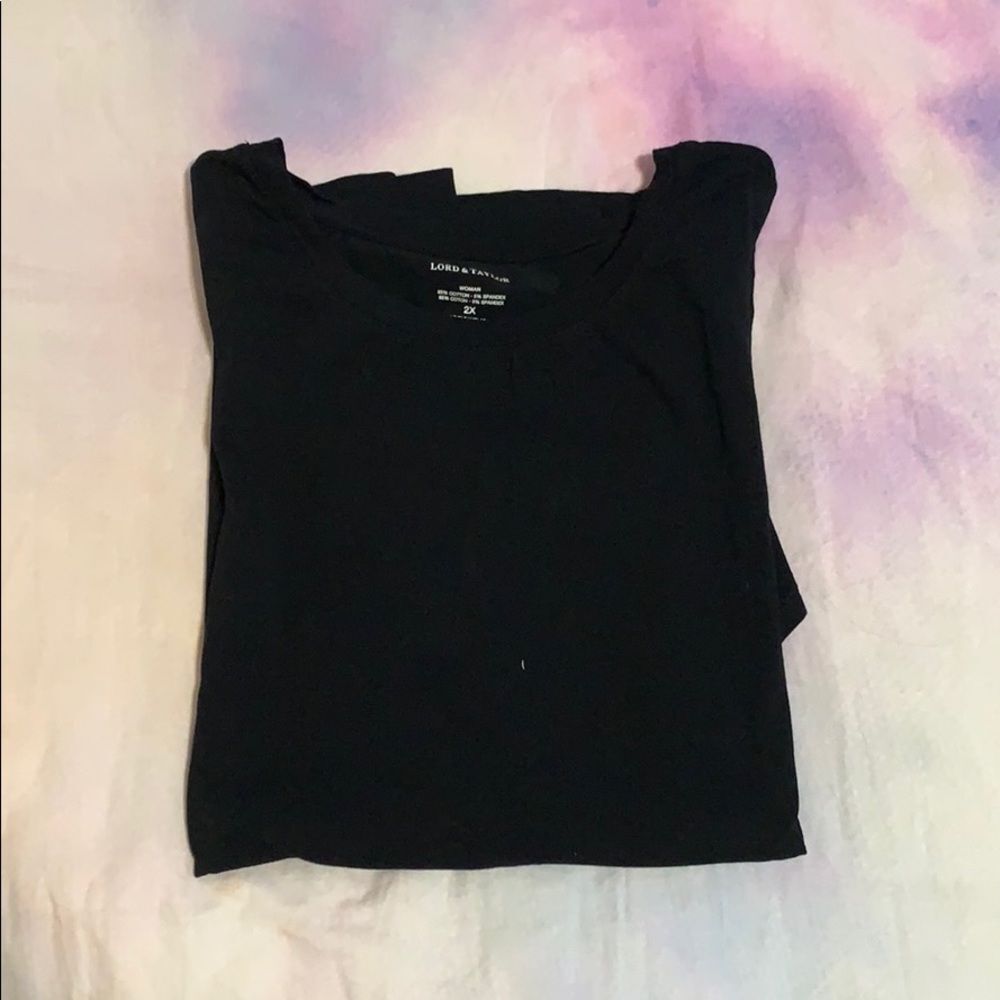 Lord & Taylor Black Stretch Crewneck T-Shirt (2X)
